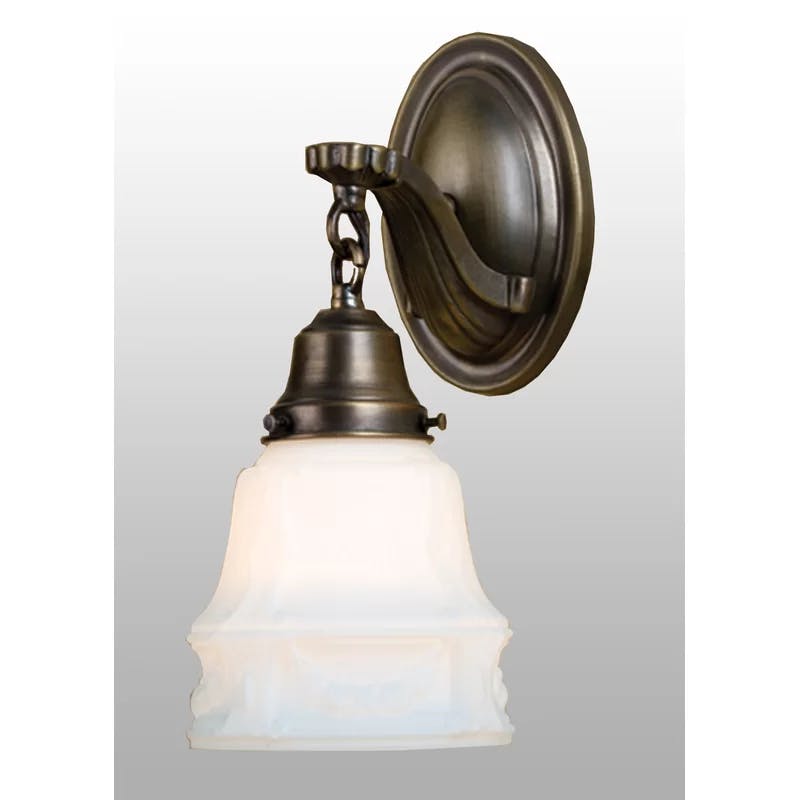 Antique Brass and Frosted White Glass Dimmable Sconce