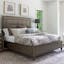 Transitional King Upholstered Bed with Tufted Gray Headboard and Storage Drawer
