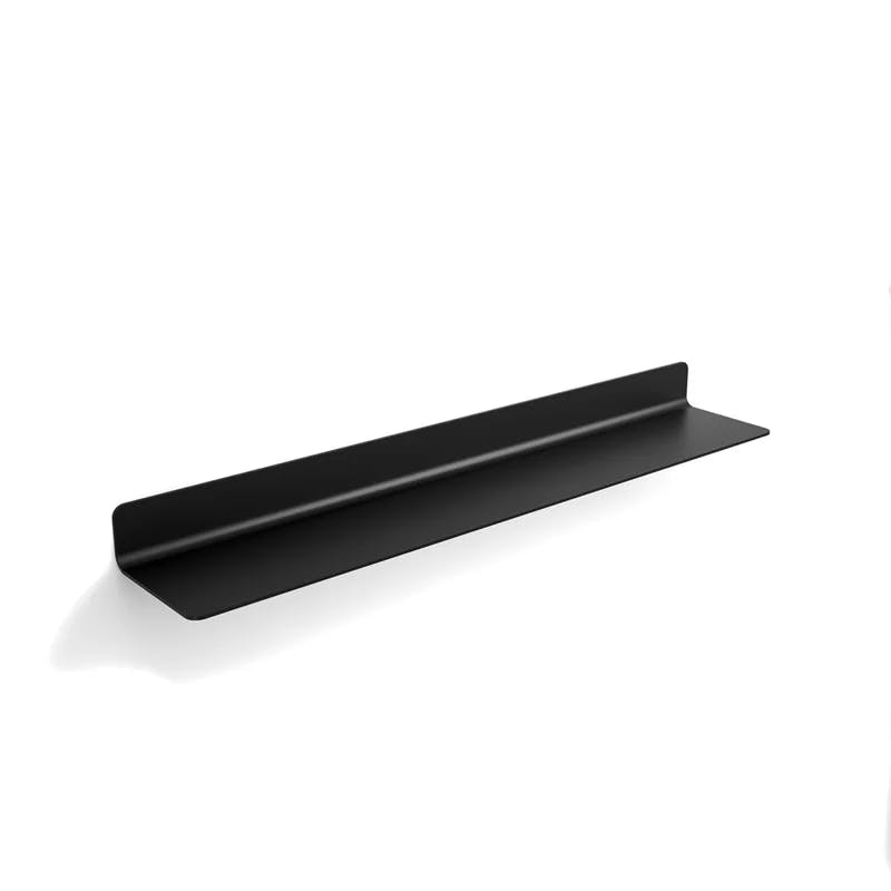 Sleek Black Wood 25'' Floating Wall Shelf