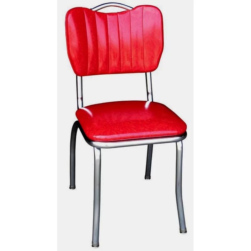 Cracked Ice Red Upholstered Metal Side Chair, 18" High