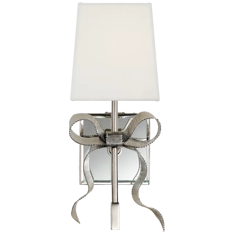 Ellery Gros-Grain 13.5" Polished Nickel Wall Sconce with Cream Shade