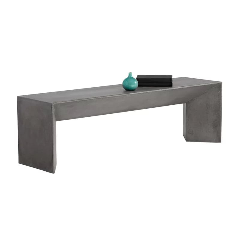 Nomad Contemporary 55'' Gray Marble Look Concrete Bench