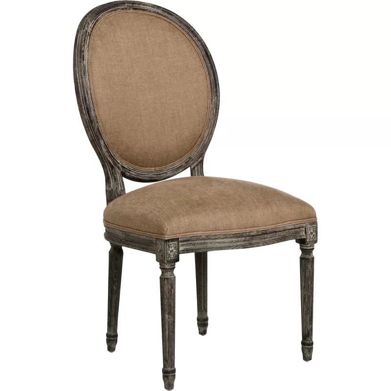 Copper Linen Upholstered Side Chair with Limed Charcoal Oak Frame