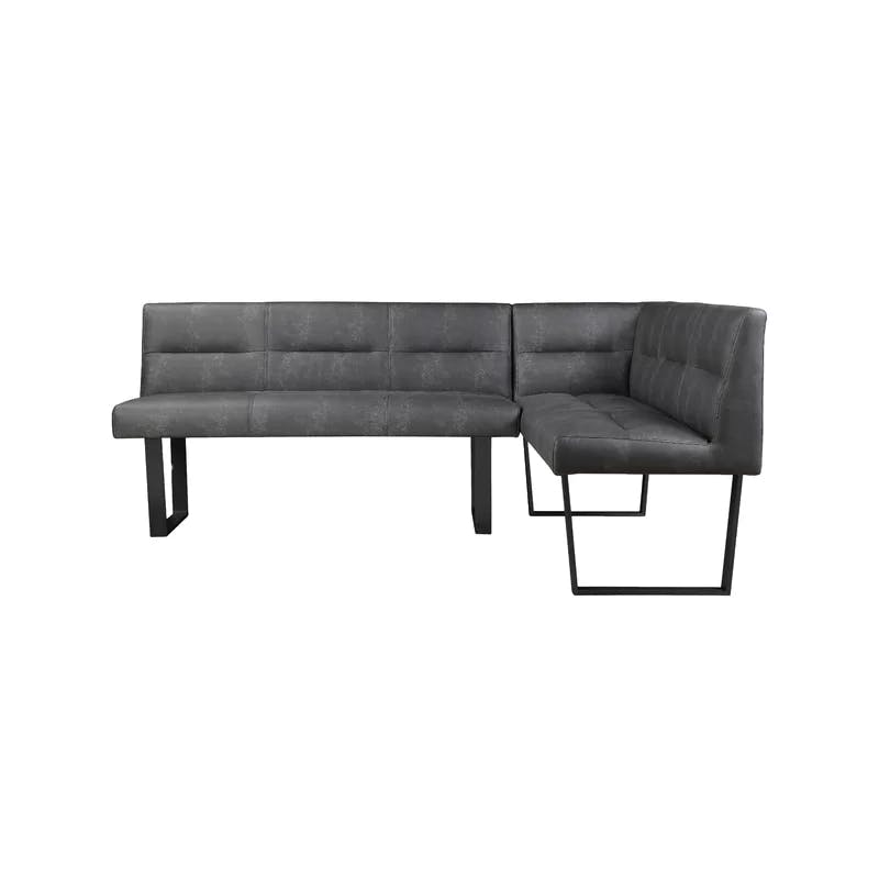 Hanlon Contemporary Dark Gray Upholstered Corner Bench