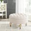 Transitional Tufted Beige Linen Round Ottoman with Casters
