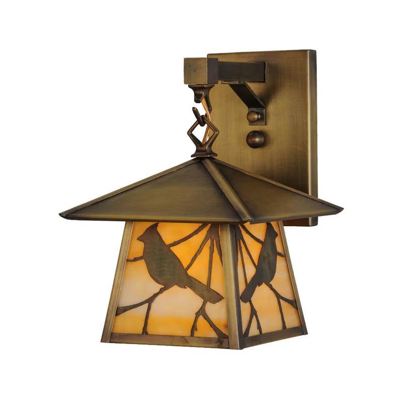 Rustic Brass Song Bird Energy Star Lantern Wall Sconce