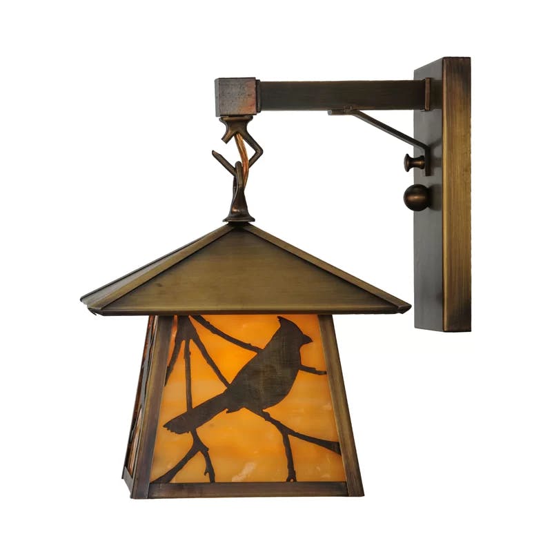 Rustic Brass Song Bird Energy Star Lantern Wall Sconce
