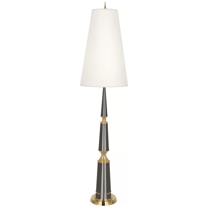 Ash Lacquered & Modern Brass 68'' Traditional Floor Lamp with Fondine Shade