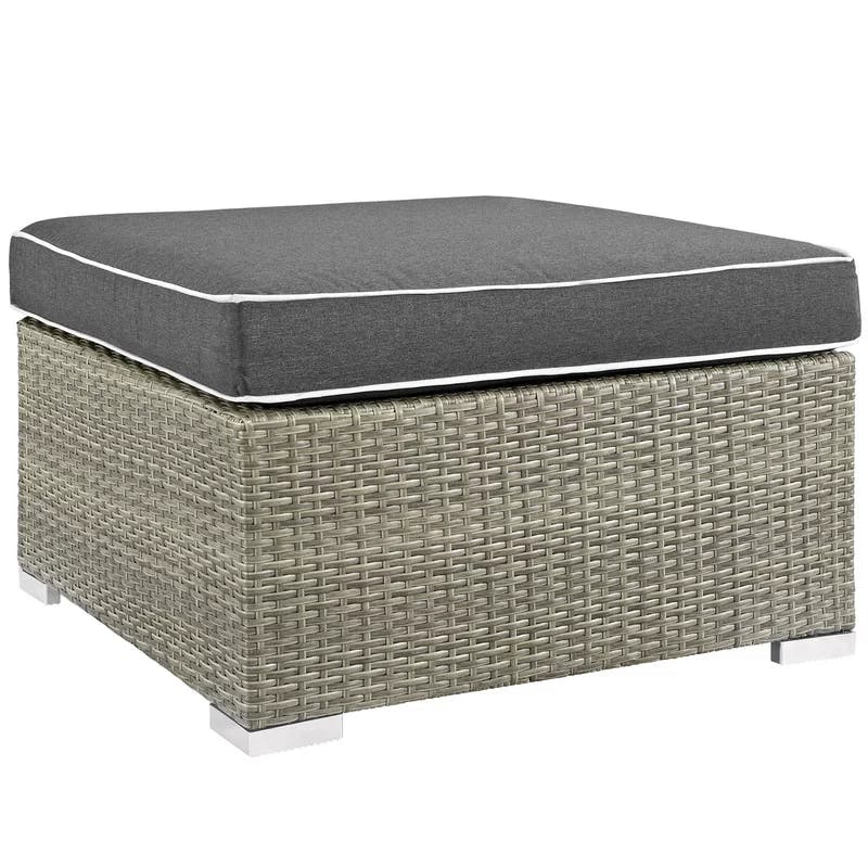 Repose Light Gray Charcoal Outdoor Upholstered Fabric Ottoman