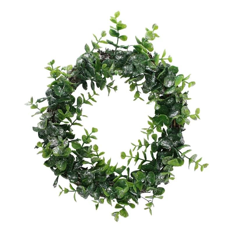 Elegant Sparkling Silver and Green Grass Holiday Wreath