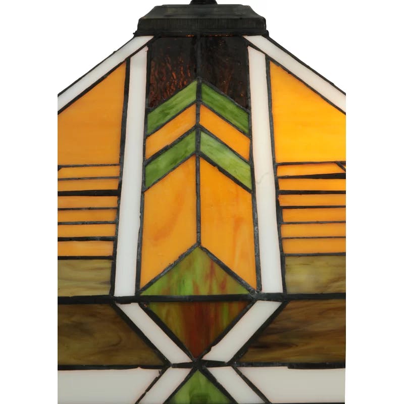 Abilene Mission-Style 2-Light Geometric Chandelier in Multicolor Glass