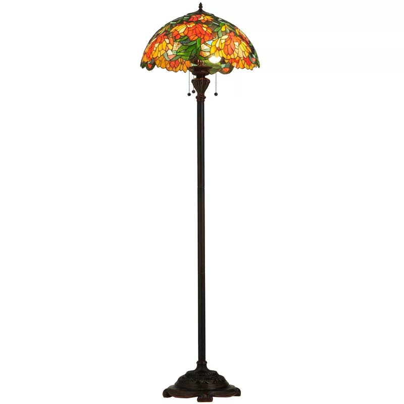 Lamella 66" Bronze 3-Light Stained Glass Floor Lamp