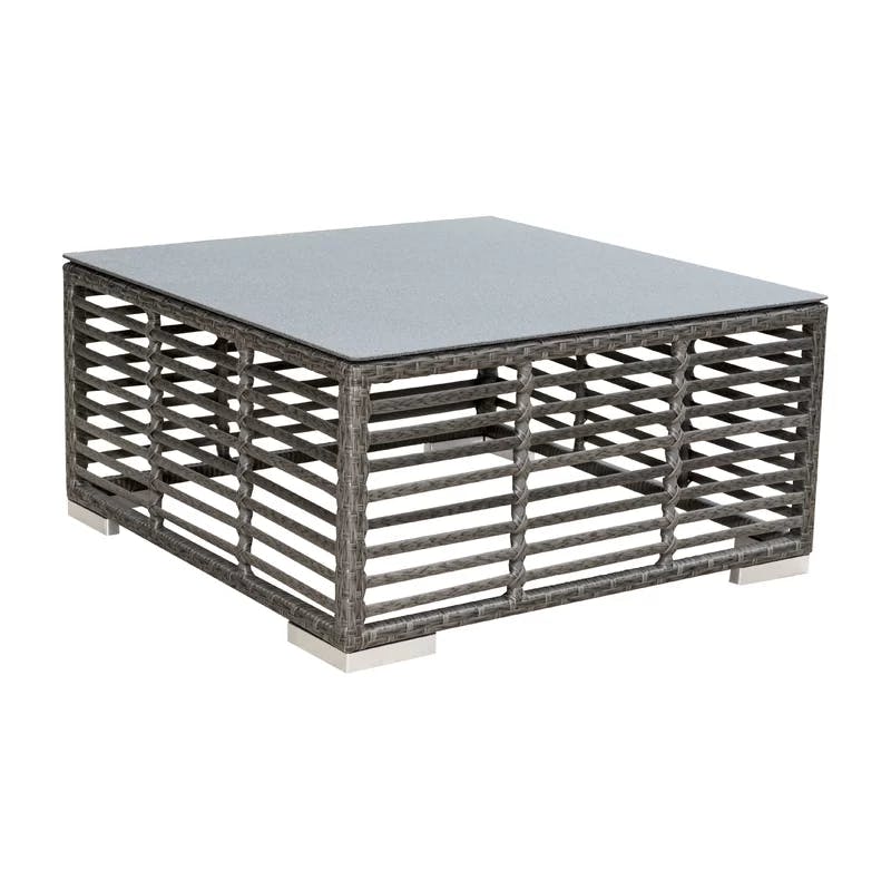 Panama Jack Chic Graphite Wicker 28" Coffee Table with Glass Top