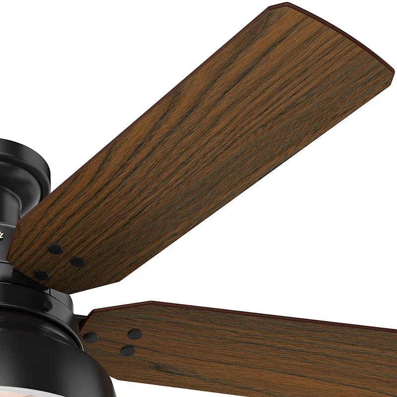 Matte Black 52" Low Profile Industrial Ceiling Fan with LED Lighting