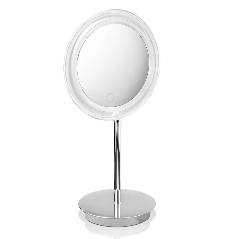 Polished Chrome Classic Round LED Magnifying Countertop Mirror
