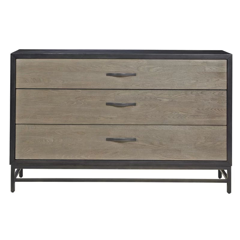 Transitional Black/Brown Solid Wood 3-Drawer Dresser