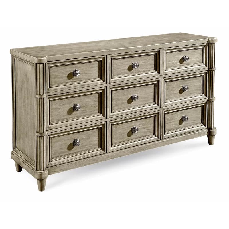 Blissany Transitional Silver 9-Drawer Dresser with Cedar Lining