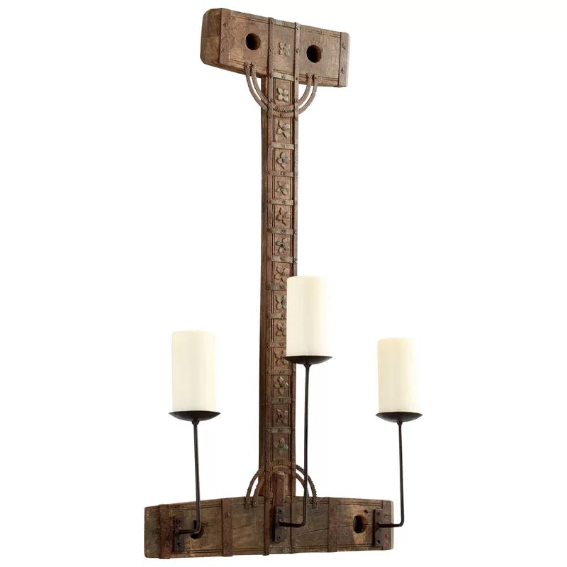 Tallulah Rustic Iron & Wood 34'' Wall Candleholder