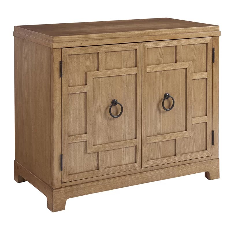 Collins 38" Transitional Sandstone Nightstand with Geometric Fretwork