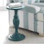 Transitional Seaglass Round Wood & Glass Pedestal End Table