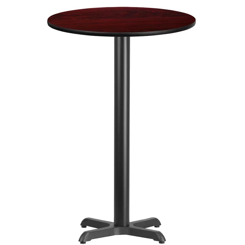 Stiles 24'' Round Mahogany Laminate Bar Height Table with X-Base