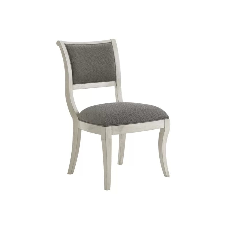 Oyster White Upholstered Mahogany Side Chair in Light Gray