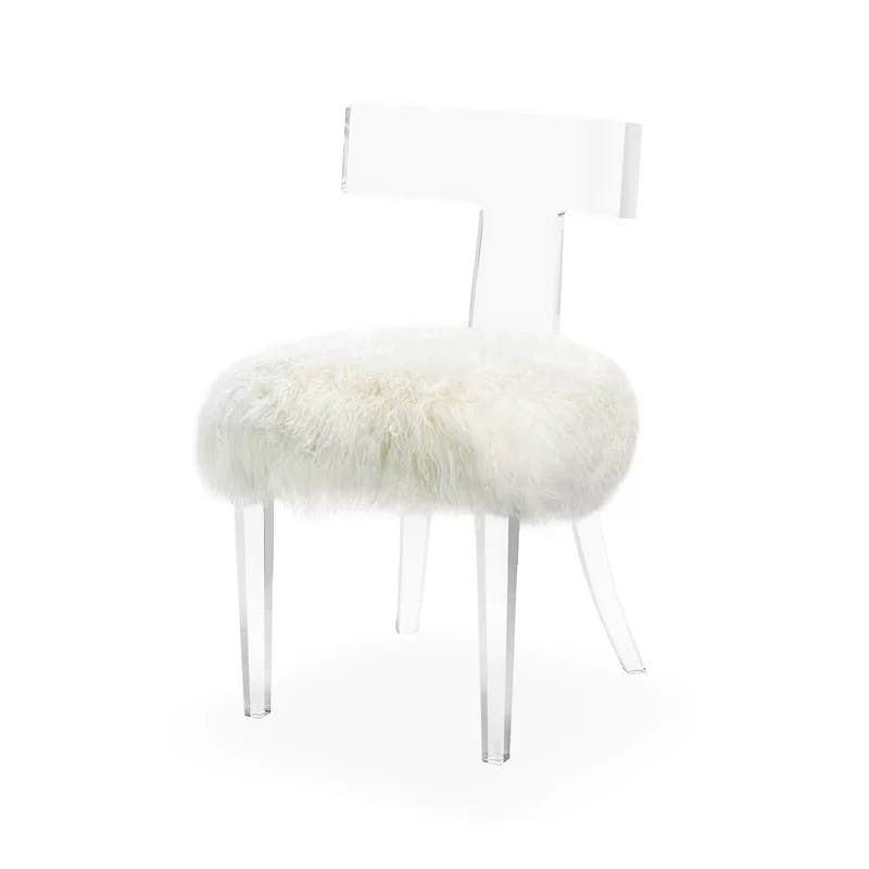 Ivory Velvet and Transparent Acrylic Dining Chair