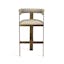 Art Moderne Taupe Leather Counter Stool with Polished Nickel Frame