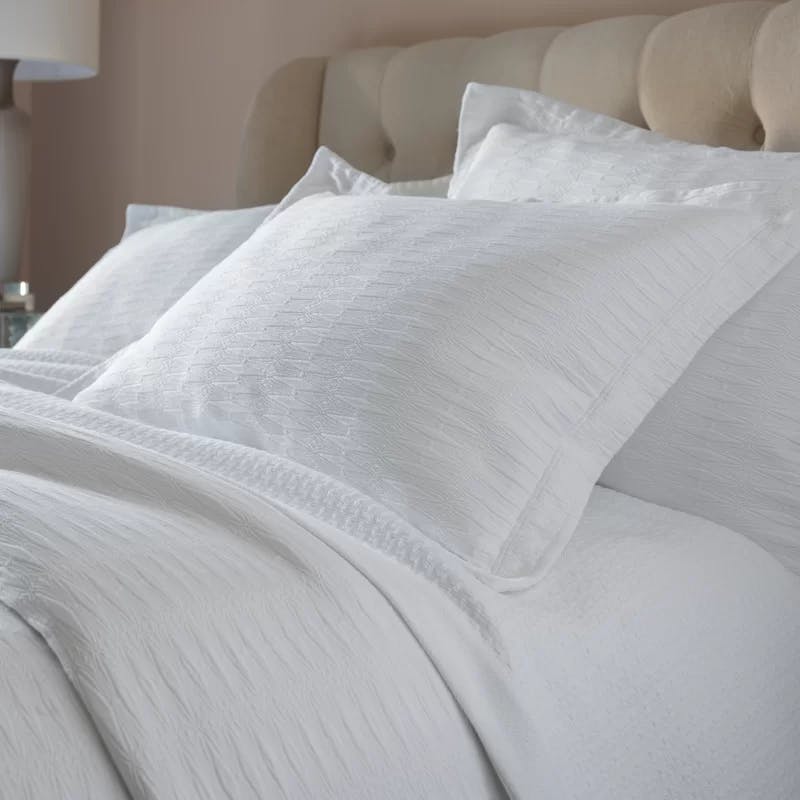 Newport Cotton Twin Lightweight White Blanket with Tailored Border