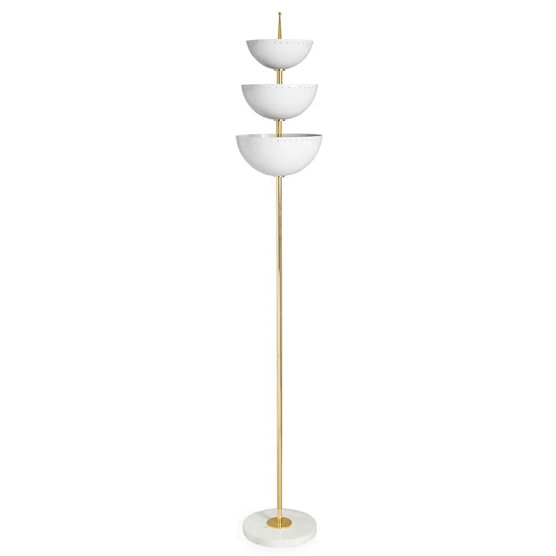 Ivory Elegance 6-Light Marble and Brass Torchiere Floor Lamp