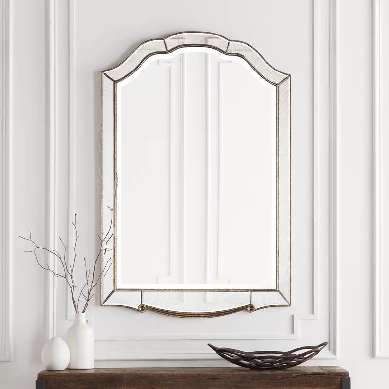 Champagne Trim Aged Silver Full-Length Beveled Wall Mirror