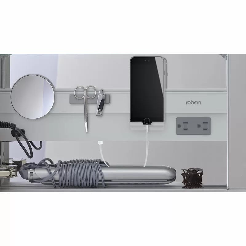 Sleek 40" Rectangular Frameless Medicine Cabinet with LED and Bluetooth