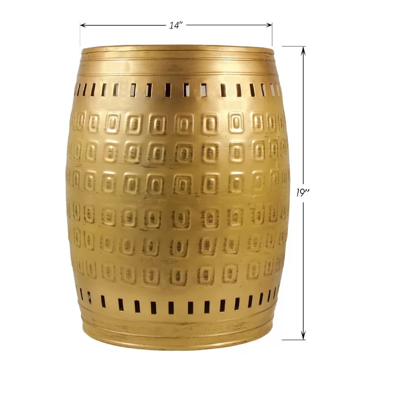 Moroccan-Inspired Brushed Gold Metal Multi-Purpose Stool/Table
