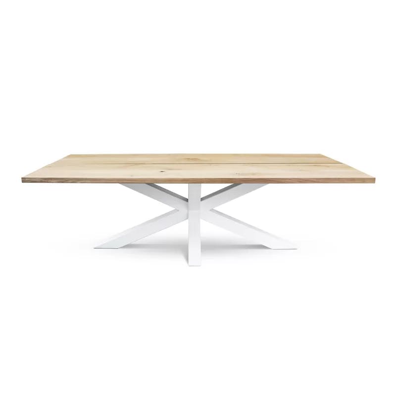 Edder 94'' Solid Oak Wood Top with Metal Base Dining Table