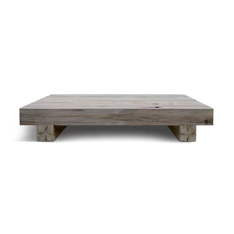 Oak Array Rectangular Solid Wood Coffee Table with Natural Edge
