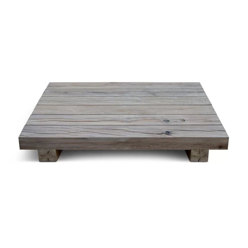 Oak Array Rectangular Solid Wood Coffee Table with Natural Edge