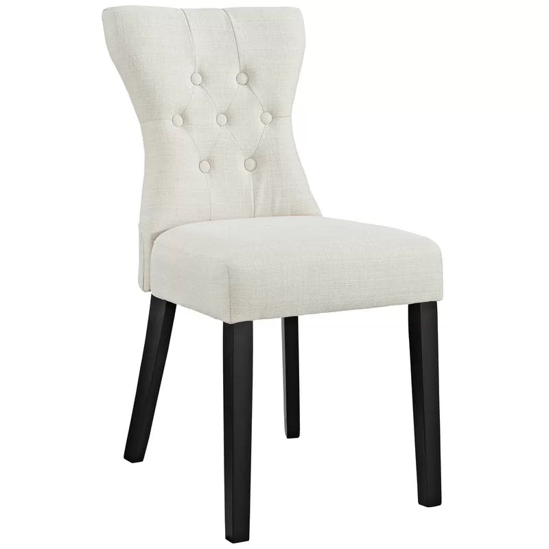 Elegant Beige Upholstered Wood Side Chair Set of 4