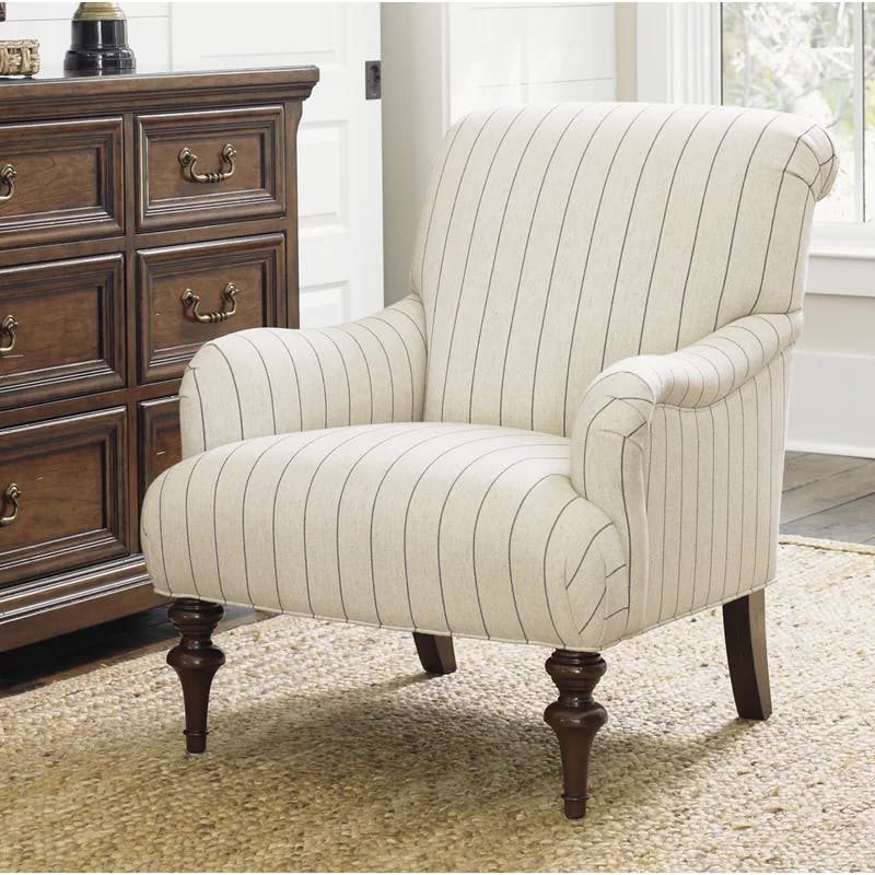 Elegant White Leather Lexington Armchair with Recessed Arms