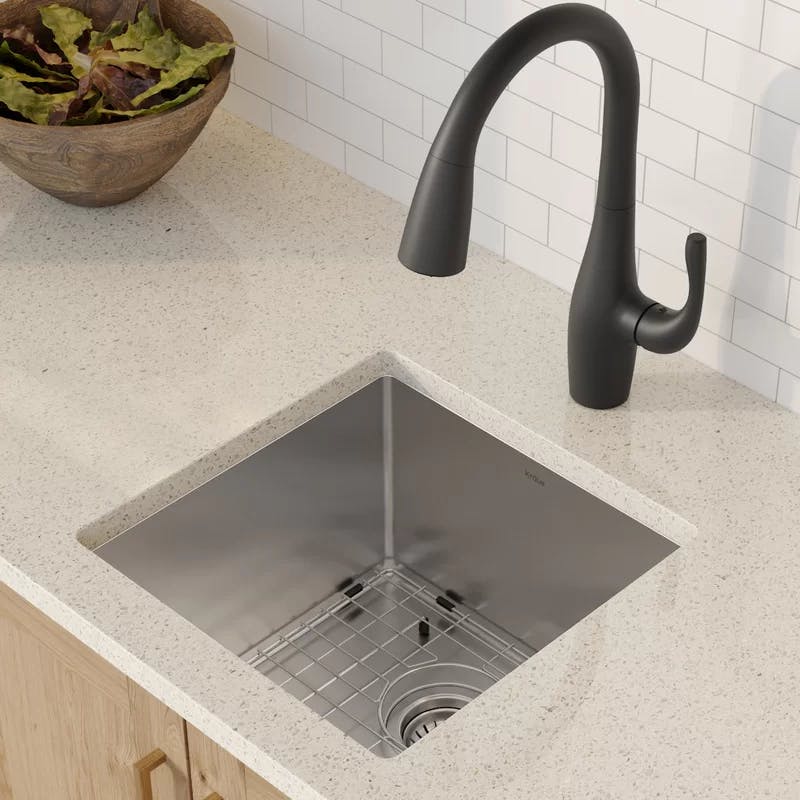 Sleek 17" Satin Stainless Steel Undermount Kitchen Sink