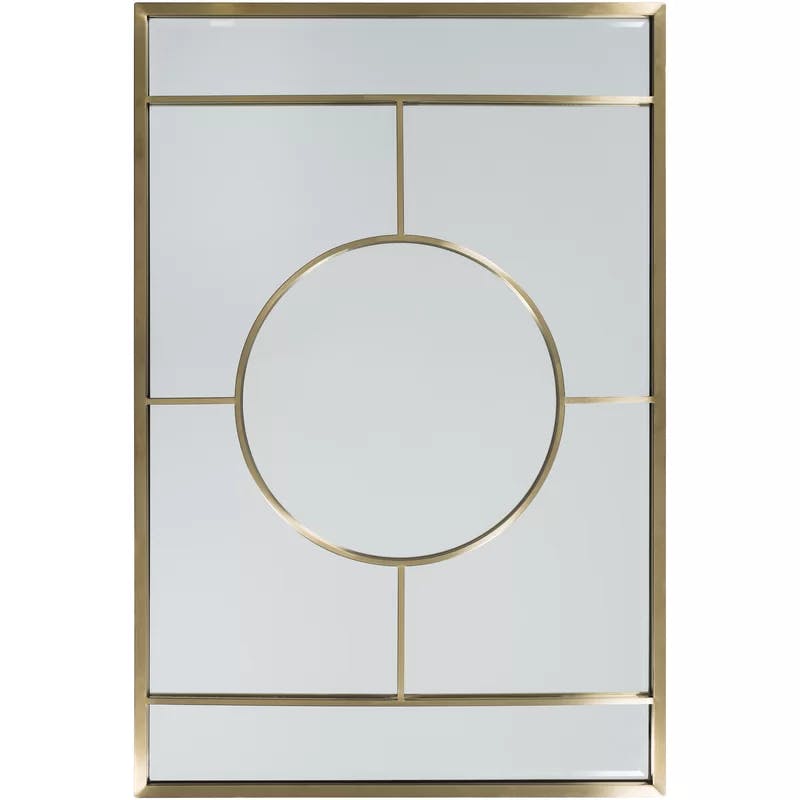 Phillips Geometric Beveled Rectangular Wood and Gold Accent Mirror