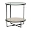 Harlow Transitional Chairside Table with Glass Top and Stone Shelf