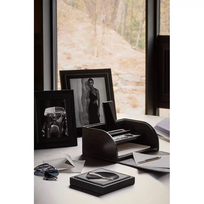 Brennan Modernist Teakwood & Leather Writer's Desk Box