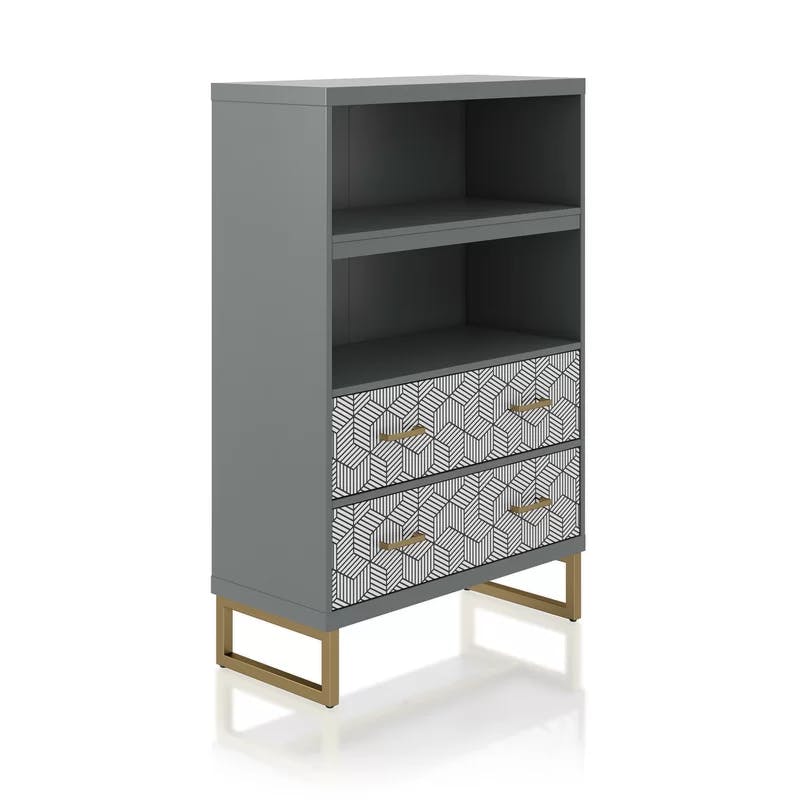 CosmoLiving Scarlett 45" Graphite Gray Bookcase with Chic Drawers