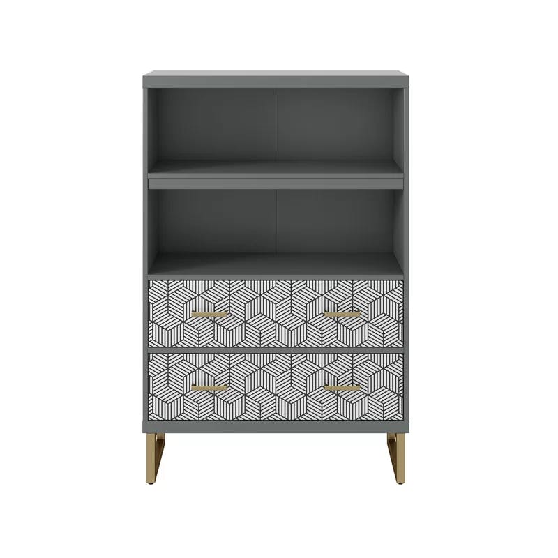 CosmoLiving Scarlett 45" Graphite Gray Bookcase with Chic Drawers