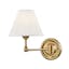 Elegant Aged Brass Swing Arm Sconce with Off-White Silk Shade