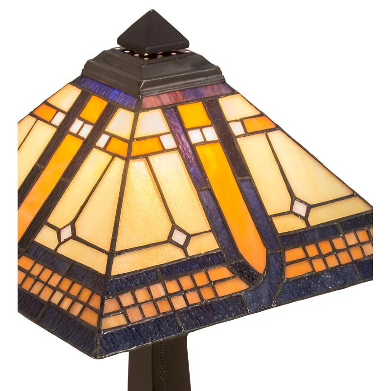 Sierra Prairie Mission 16" Stained Glass Bronze Table Lamp