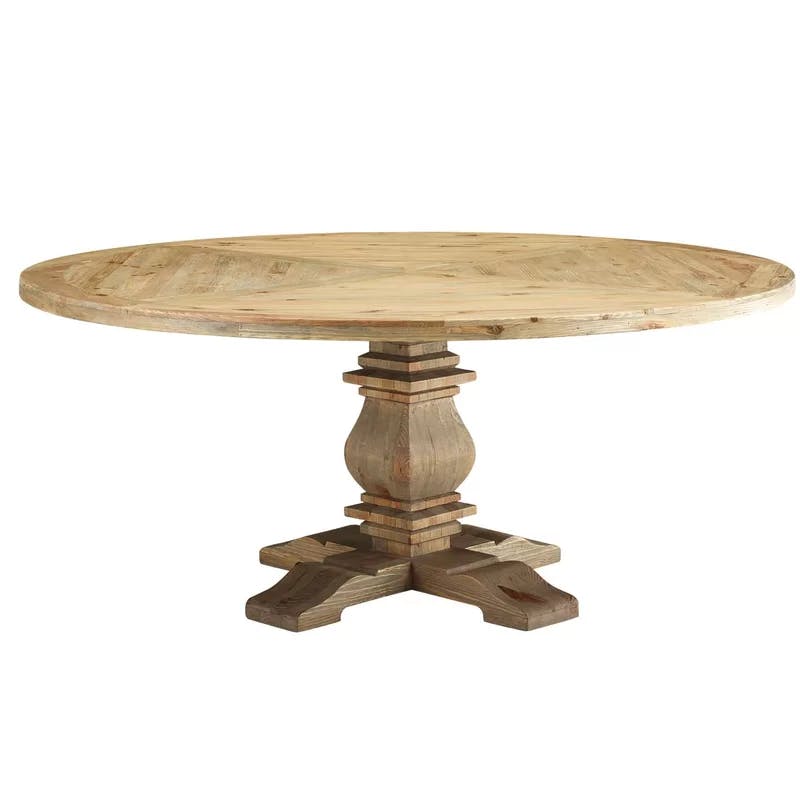 Rustic Farmhouse 71" Reclaimed Pine Wood Round Dining Table