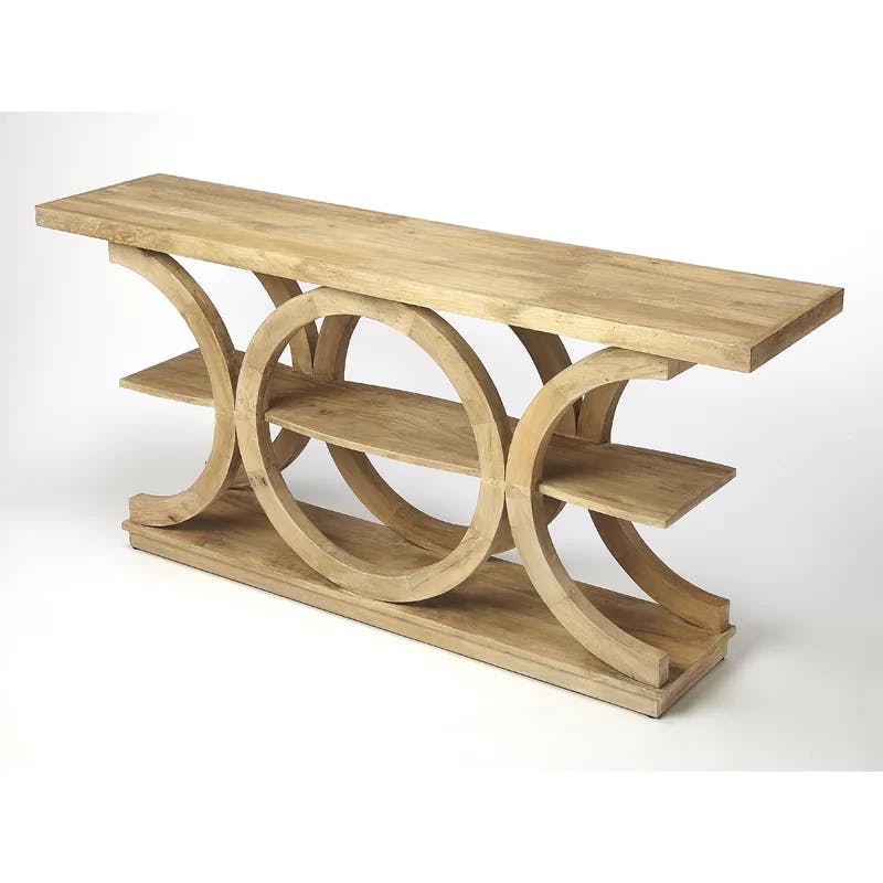 Stowe Rustic Modern Mango Wood 3-Tier Console Table