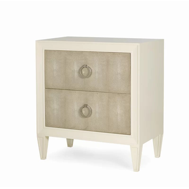 Taylor Faux Shagreen 2-Drawer Nightstand with Nickel Pulls