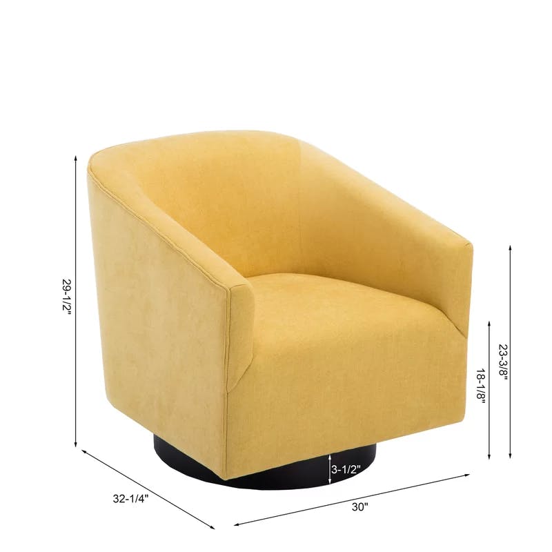 Goldenrod Wood Swivel Barrel Accent Chair with Black Base